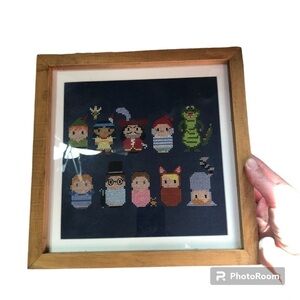 Disney Peter Pan Crochet Art W/ Frame Handmade Wendy Captain Hook Room Decor Kid